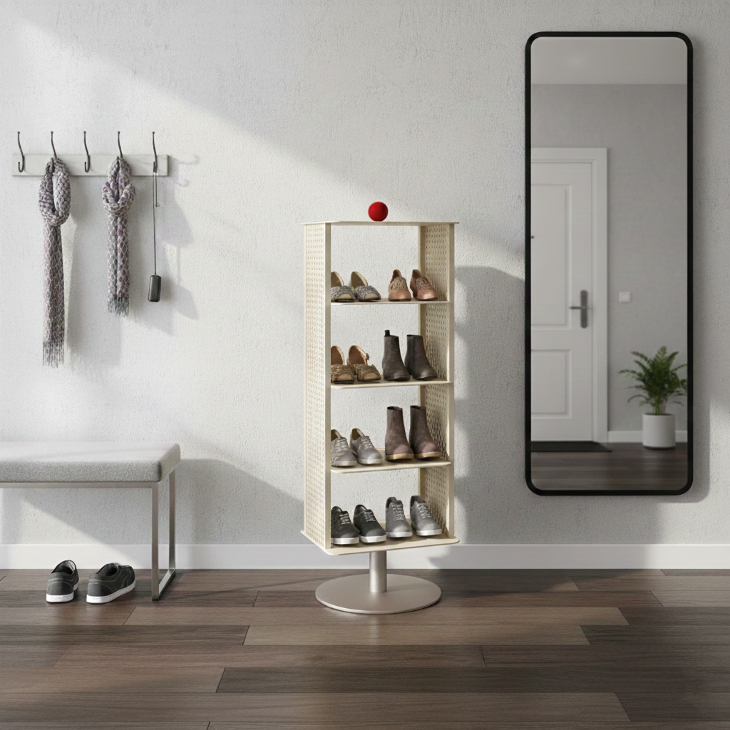Contemporary Industrial Rectangular Anti-Corrosion & Anti-Rust Carbon Steel Shoe Storage Rack 3/4-Tier For Hallway