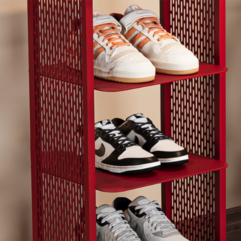 Contemporary Industrial Rectangular Anti-Corrosion & Anti-Rust Carbon Steel Shoe Storage Rack 3/4-Tier For Hallway