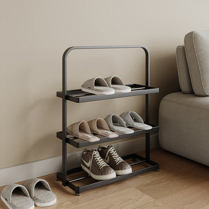 Modern Minimalist Rectangular Iron Open Storage Organizer Shoe Rack 3-Tier For Entryway