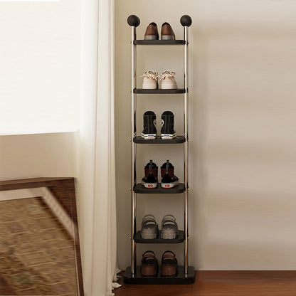 Traditional Vintage Rectangular Sturdy Solid Wood Stainless Steel Marble Durable Shoe Storage Rack 6-Tray For Entryway & Hallway