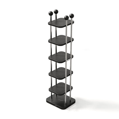 Traditional Vintage Rectangular Sturdy Solid Wood Stainless Steel Marble Durable Shoe Storage Rack 6-Tray For Entryway & Hallway