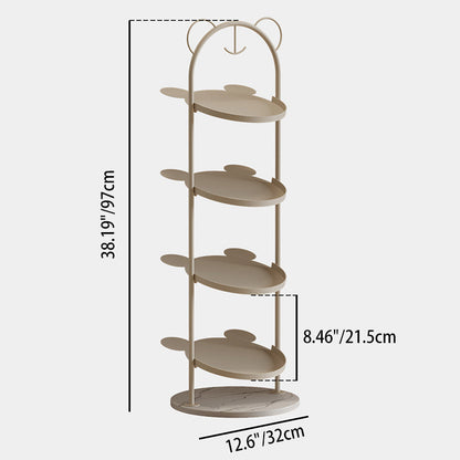Contemporary Creative Cartoon Bear-Shaped Iron Marble Space-Saving Shoe Storage Rack 4-Tray For Entryway