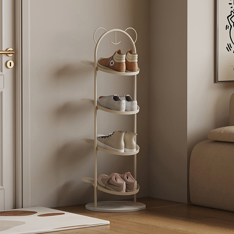 Contemporary Creative Cartoon Bear-Shaped Iron Marble Space-Saving Shoe Storage Rack 4-Tray For Entryway
