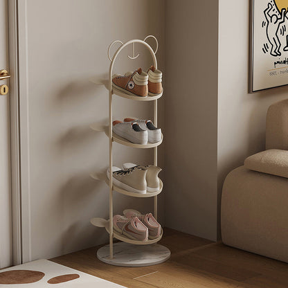 Contemporary Creative Cartoon Bear-Shaped Iron Marble Space-Saving Shoe Storage Rack 4-Tray For Entryway
