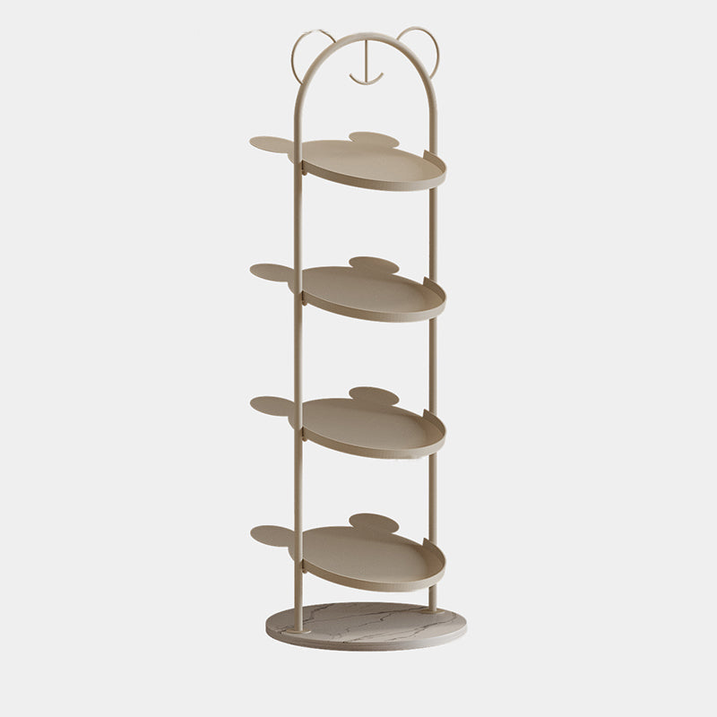 Contemporary Creative Cartoon Bear-Shaped Iron Marble Space-Saving Shoe Storage Rack 4-Tray For Entryway