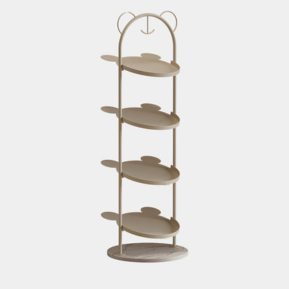 Contemporary Creative Cartoon Bear-Shaped Iron Marble Space-Saving Shoe Storage Rack 4-Tray For Entryway