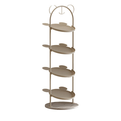 Contemporary Creative Cartoon Bear-Shaped Iron Marble Space-Saving Shoe Storage Rack 4-Tray For Entryway