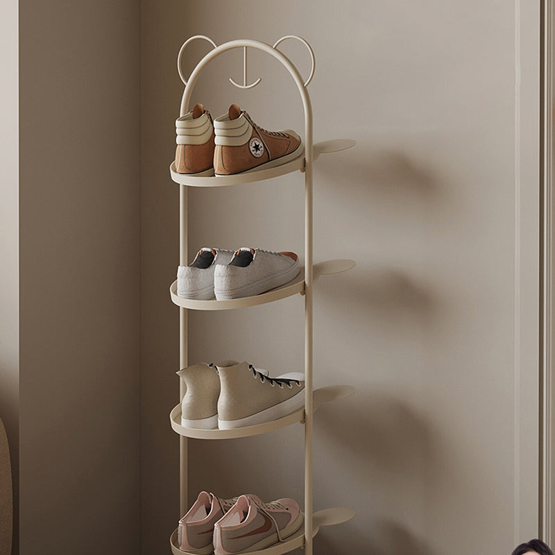 Contemporary Creative Cartoon Bear-Shaped Iron Marble Space-Saving Shoe Storage Rack 4-Tray For Entryway