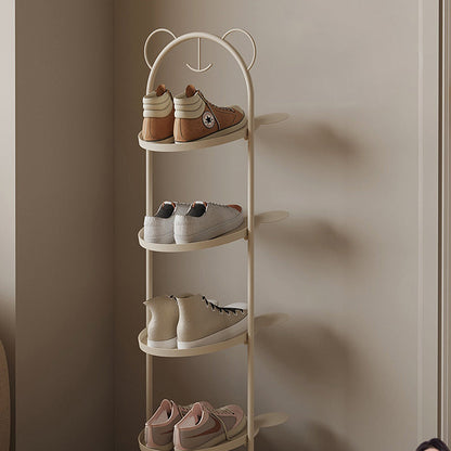 Contemporary Creative Cartoon Bear-Shaped Iron Marble Space-Saving Shoe Storage Rack 4-Tray For Entryway