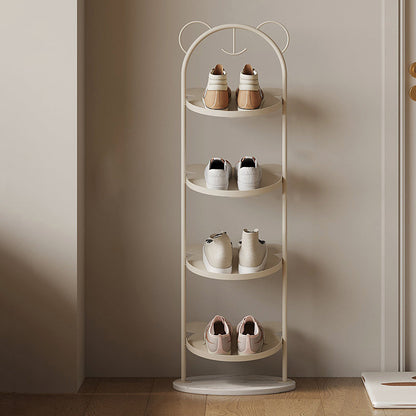Contemporary Creative Cartoon Bear-Shaped Iron Marble Space-Saving Shoe Storage Rack 4-Tray For Entryway
