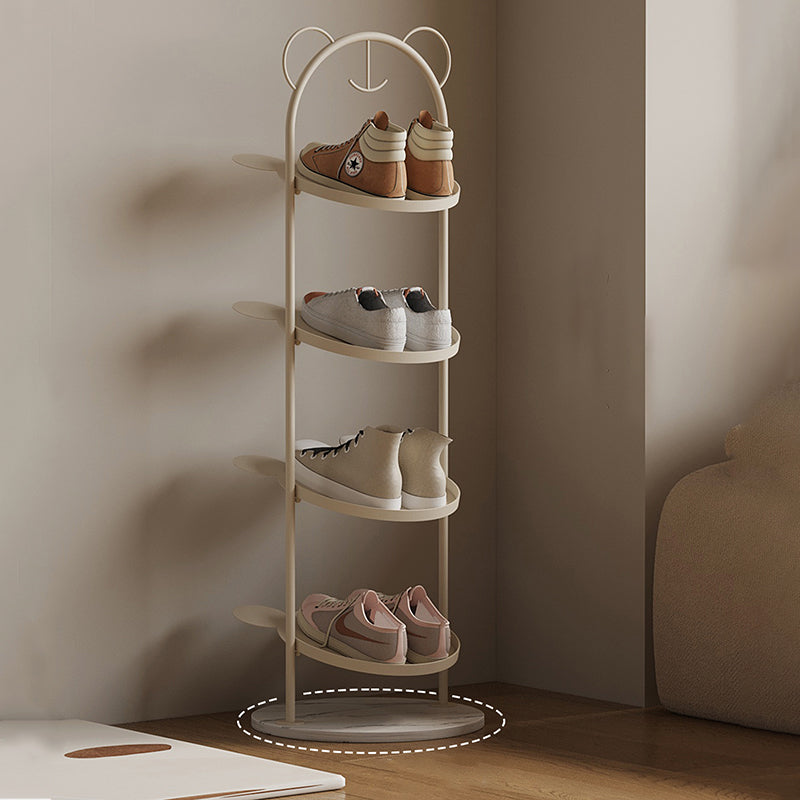 Contemporary Creative Cartoon Bear-Shaped Iron Marble Space-Saving Shoe Storage Rack 4-Tray For Entryway