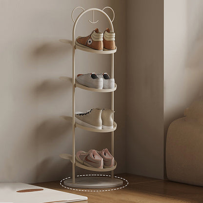 Contemporary Creative Cartoon Bear-Shaped Iron Marble Space-Saving Shoe Storage Rack 4-Tray For Entryway