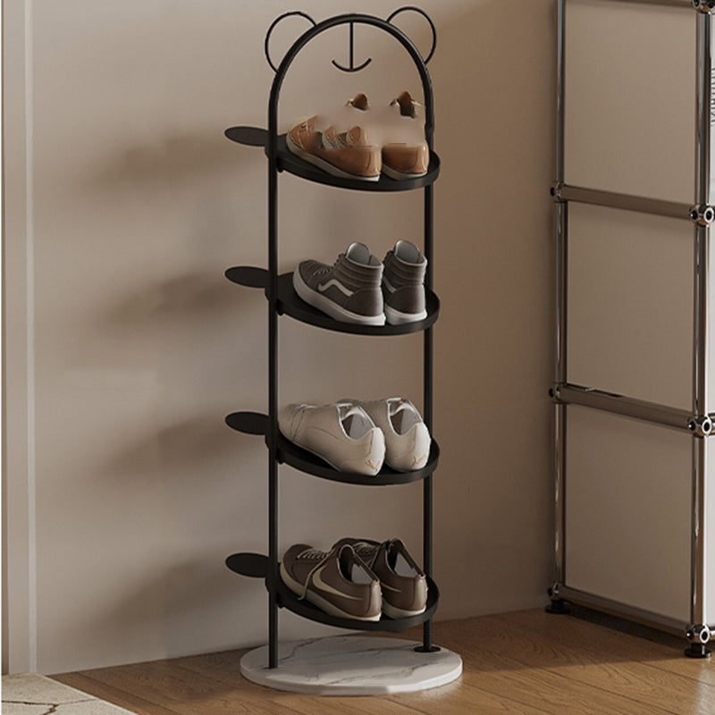 Contemporary Creative Cartoon Bear-Shaped Iron Marble Space-Saving Shoe Storage Rack 4-Tray For Entryway