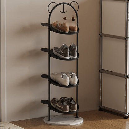 Contemporary Creative Cartoon Bear-Shaped Iron Marble Space-Saving Shoe Storage Rack 4-Tray For Entryway