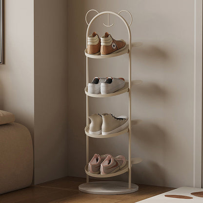 Contemporary Creative Cartoon Bear-Shaped Iron Marble Space-Saving Shoe Storage Rack 4-Tray For Entryway