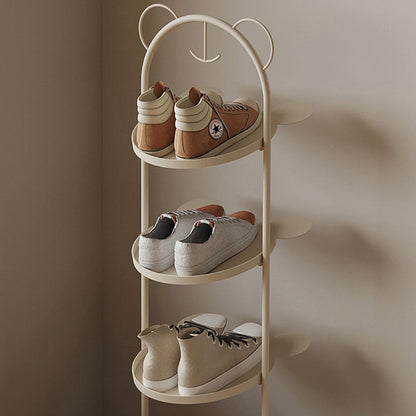 Contemporary Creative Cartoon Bear-Shaped Iron Marble Space-Saving Shoe Storage Rack 4-Tray For Entryway