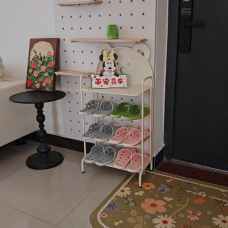 Contemporary Creative Cartoon Cute Bear Iron Shoe Storage Rack 4-Tier For Entryway