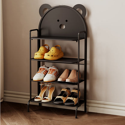 Contemporary Creative Cartoon Cute Bear Iron Shoe Storage Rack 4-Tier For Entryway