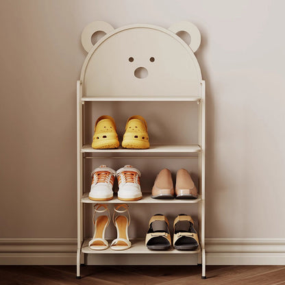 Contemporary Creative Cartoon Cute Bear Iron Shoe Storage Rack 4-Tier For Entryway