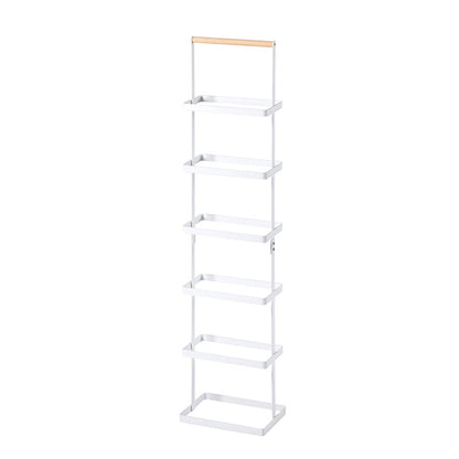 Modern Minimalist Rectangular Iron Wood Narrow Shoe Storage Rack 5/6-Tray For Entryway & Hallway