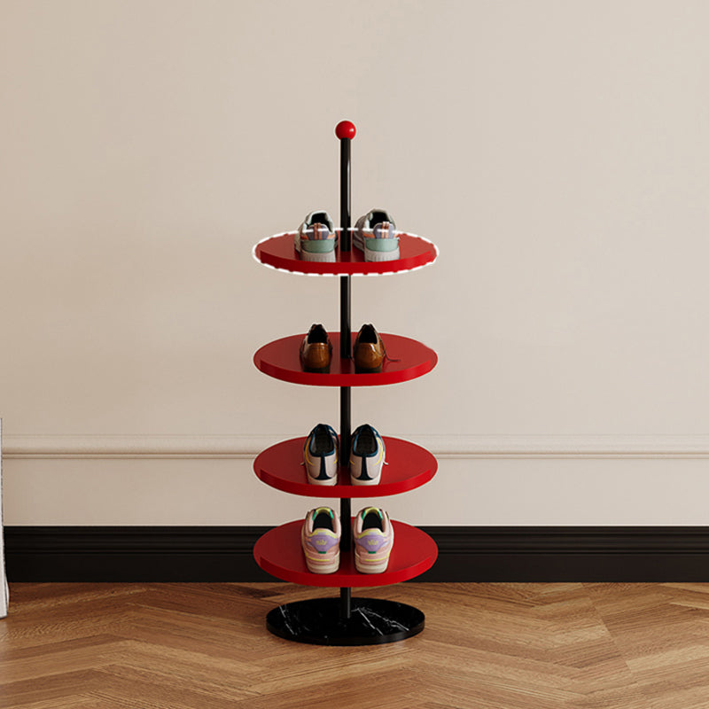 Contemporary Scandinavian Round Carbon Steel Marble Space-Saving Shoe Storage Rack 4/6-Tray For Hallway