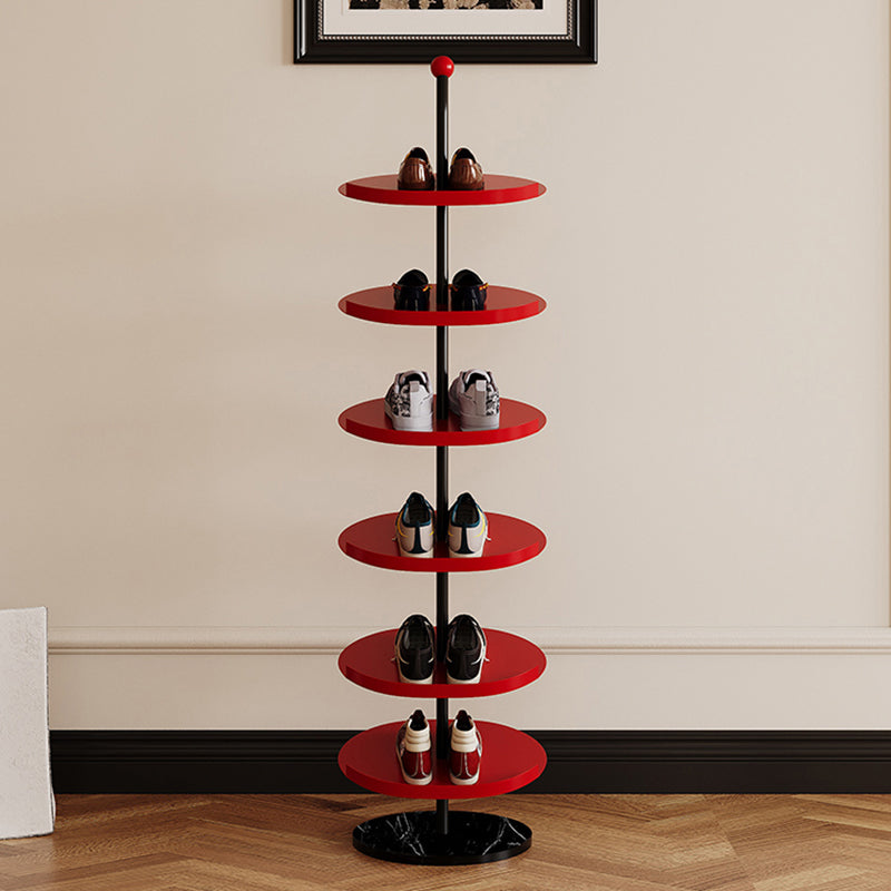 Contemporary Scandinavian Round Carbon Steel Marble Space-Saving Shoe Storage Rack 4/6-Tray For Hallway