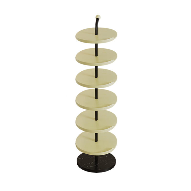Contemporary Scandinavian Round Carbon Steel Marble Space-Saving Shoe Storage Rack 4/6-Tray For Hallway