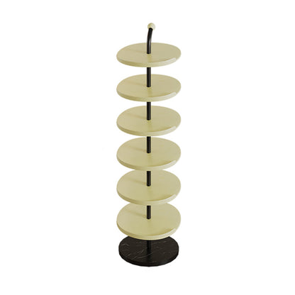 Contemporary Scandinavian Round Carbon Steel Marble Space-Saving Shoe Storage Rack 4/6-Tray For Hallway