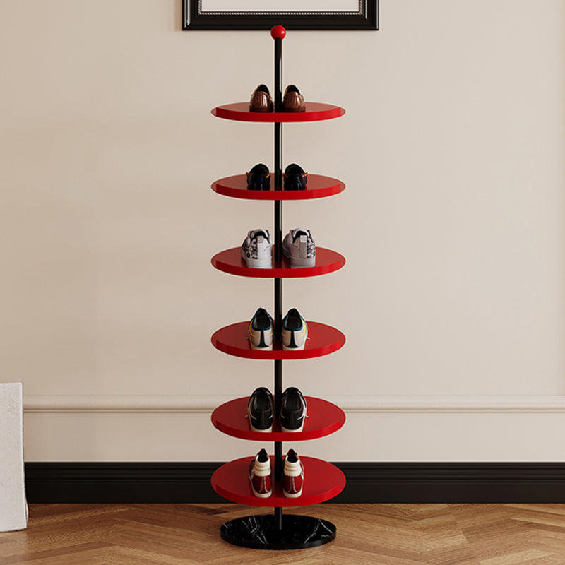Contemporary Scandinavian Round Carbon Steel Marble Space-Saving Shoe Storage Rack 4/6-Tray For Hallway