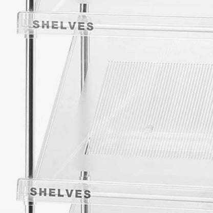 Modern Minimalist Slim Rectangular Plastic Stainless Steel Tilted Design Shoe Rack 4/5/6-Tier For Hallway