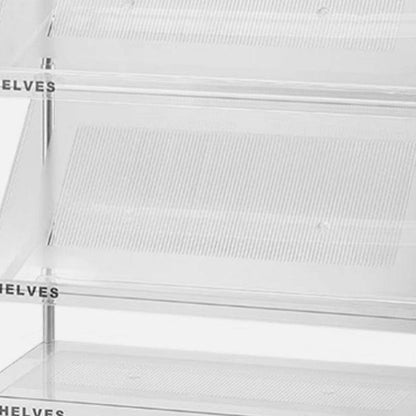Modern Minimalist Slim Rectangular Plastic Stainless Steel Tilted Design Shoe Rack 4/5/6-Tier For Hallway