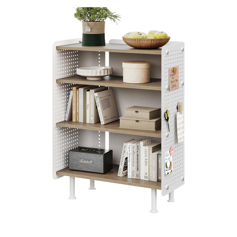 Contemporary Nordic Rectangular Carbon Steel Solid Wood Multi-Layer Board Bookshelf 4-Tier For Study Room
