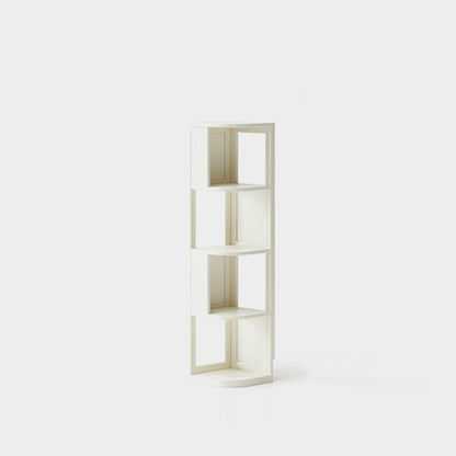 Modern Minimalist Fan-Shaped Solid Rubberwood Corner Storage Bookshelf 3/4/5-Tier For Study
