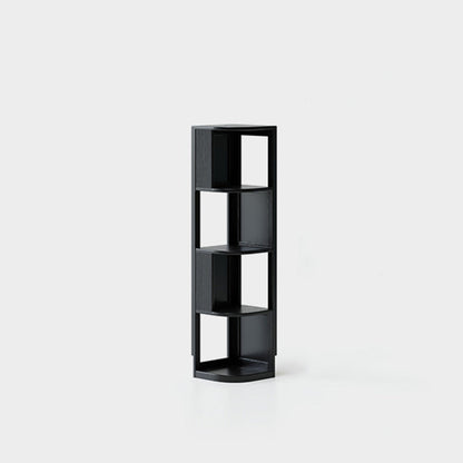 Modern Minimalist Fan-Shaped Solid Rubberwood Corner Storage Bookshelf 3/4/5-Tier For Study
