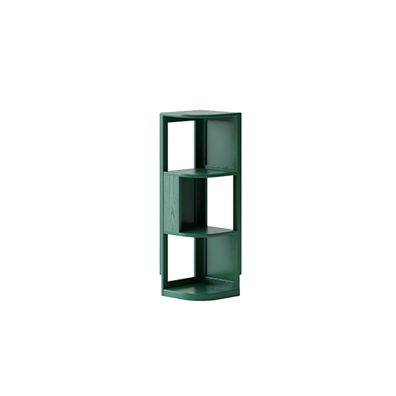 Modern Minimalist Fan-Shaped Solid Rubberwood Corner Storage Bookshelf 3/4/5-Tier For Study