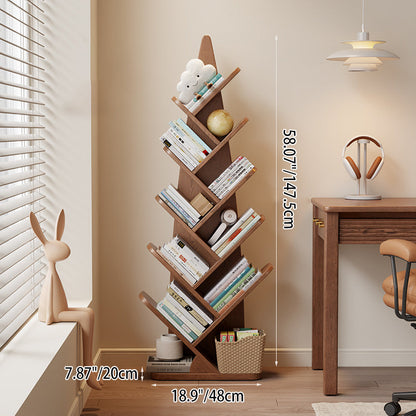 Contemporary Creative Bamboo Shoot-Shaped Rubberwood Floor-Standing Bookshelf 8/10-Tier For Study Room