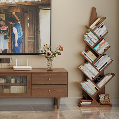 Contemporary Creative Bamboo Shoot-Shaped Rubberwood Floor-Standing Bookshelf 8/10-Tier For Study Room