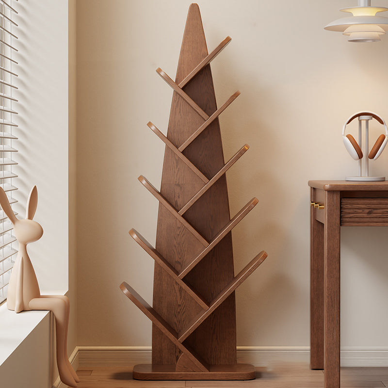 Contemporary Creative Bamboo Shoot-Shaped Rubberwood Floor-Standing Bookshelf 8/10-Tier For Study Room