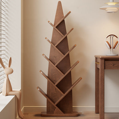 Contemporary Creative Bamboo Shoot-Shaped Rubberwood Floor-Standing Bookshelf 8/10-Tier For Study Room
