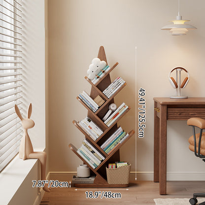 Contemporary Creative Bamboo Shoot-Shaped Rubberwood Floor-Standing Bookshelf 8/10-Tier For Study Room