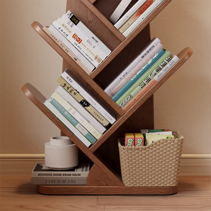 Contemporary Creative Bamboo Shoot-Shaped Rubberwood Floor-Standing Bookshelf 8/10-Tier For Study Room