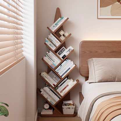 Contemporary Creative Bamboo Shoot-Shaped Rubberwood Floor-Standing Bookshelf 8/10-Tier For Study Room