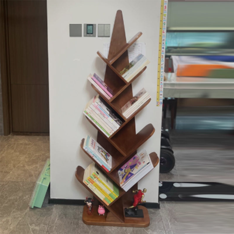Contemporary Creative Bamboo Shoot-Shaped Rubberwood Floor-Standing Bookshelf 8/10-Tier For Study Room