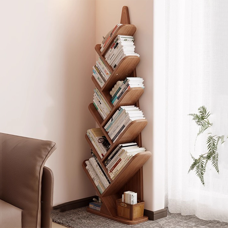 Contemporary Creative Bamboo Shoot-Shaped Rubberwood Floor-Standing Bookshelf 8/10-Tier For Study Room