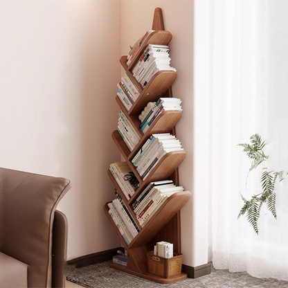 Contemporary Creative Bamboo Shoot-Shaped Rubberwood Floor-Standing Bookshelf 8/10-Tier For Study Room