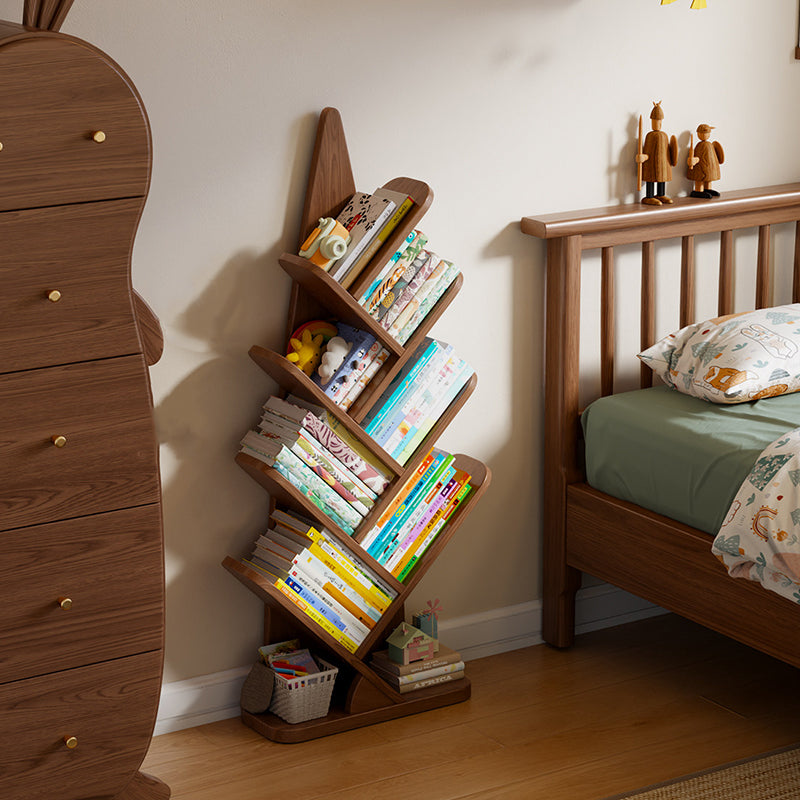 Contemporary Creative Bamboo Shoot-Shaped Rubberwood Floor-Standing Bookshelf 8/10-Tier For Study Room