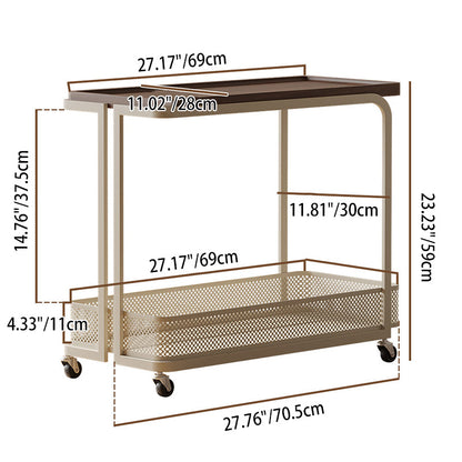 Modern Minimalist Rectangular Fiberboard Iron Movable End Table 2-Tier For Living Room
