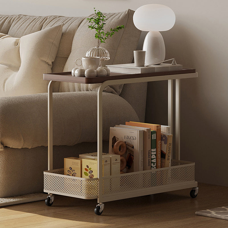 Modern Minimalist Rectangular Fiberboard Iron Movable End Table 2-Tier For Living Room