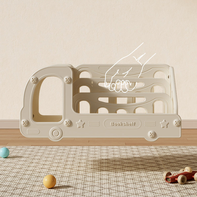 Contemporary Creative Eco-Friendly HDPE Cartoon Car-Shaped Kids Desktop Bookshelf 2-Shelf For Study Room