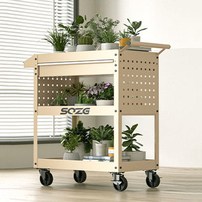Contemporary Industrial Cold-Rolled Steel PP Plastic Rectangular Movable End Table 3-Tier For Living Room